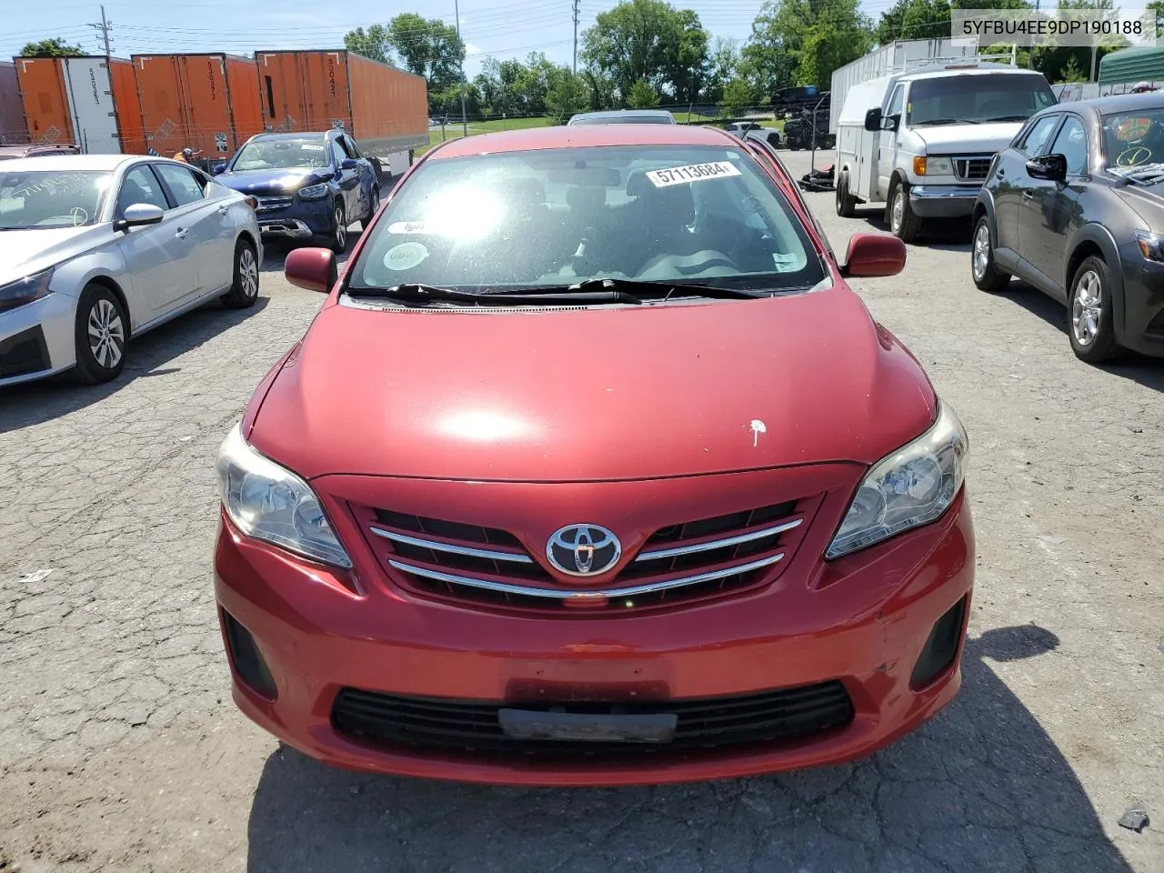 2013 Toyota Corolla Base VIN: 5YFBU4EE9DP190188 Lot: 57113684