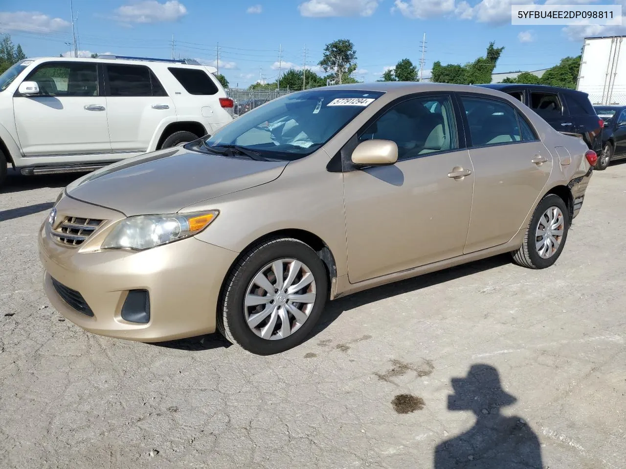 2013 Toyota Corolla Base VIN: 5YFBU4EE2DP098811 Lot: 57791294