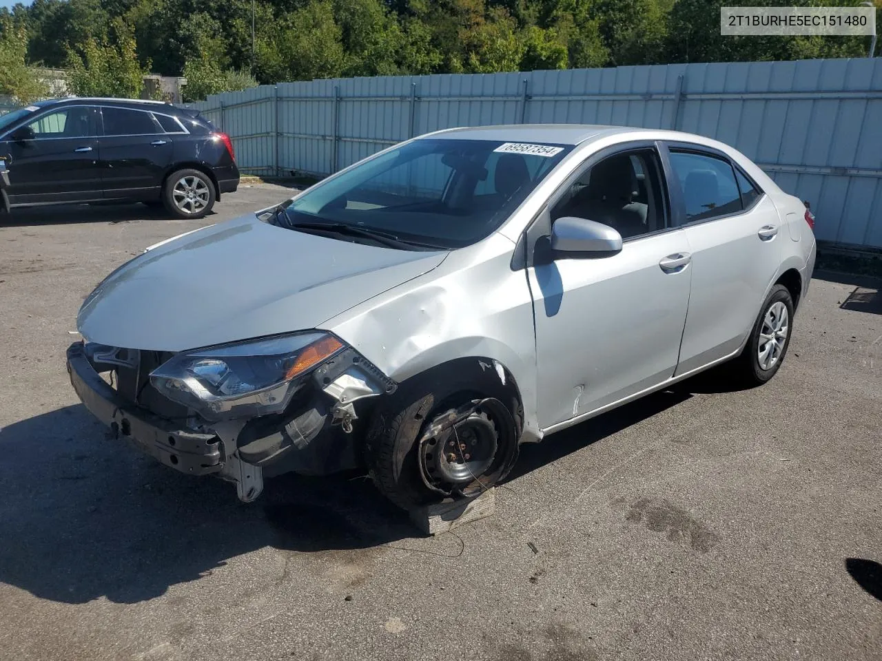 2014 Toyota Corolla L VIN: 2T1BURHE5EC151480 Lot: 69587354