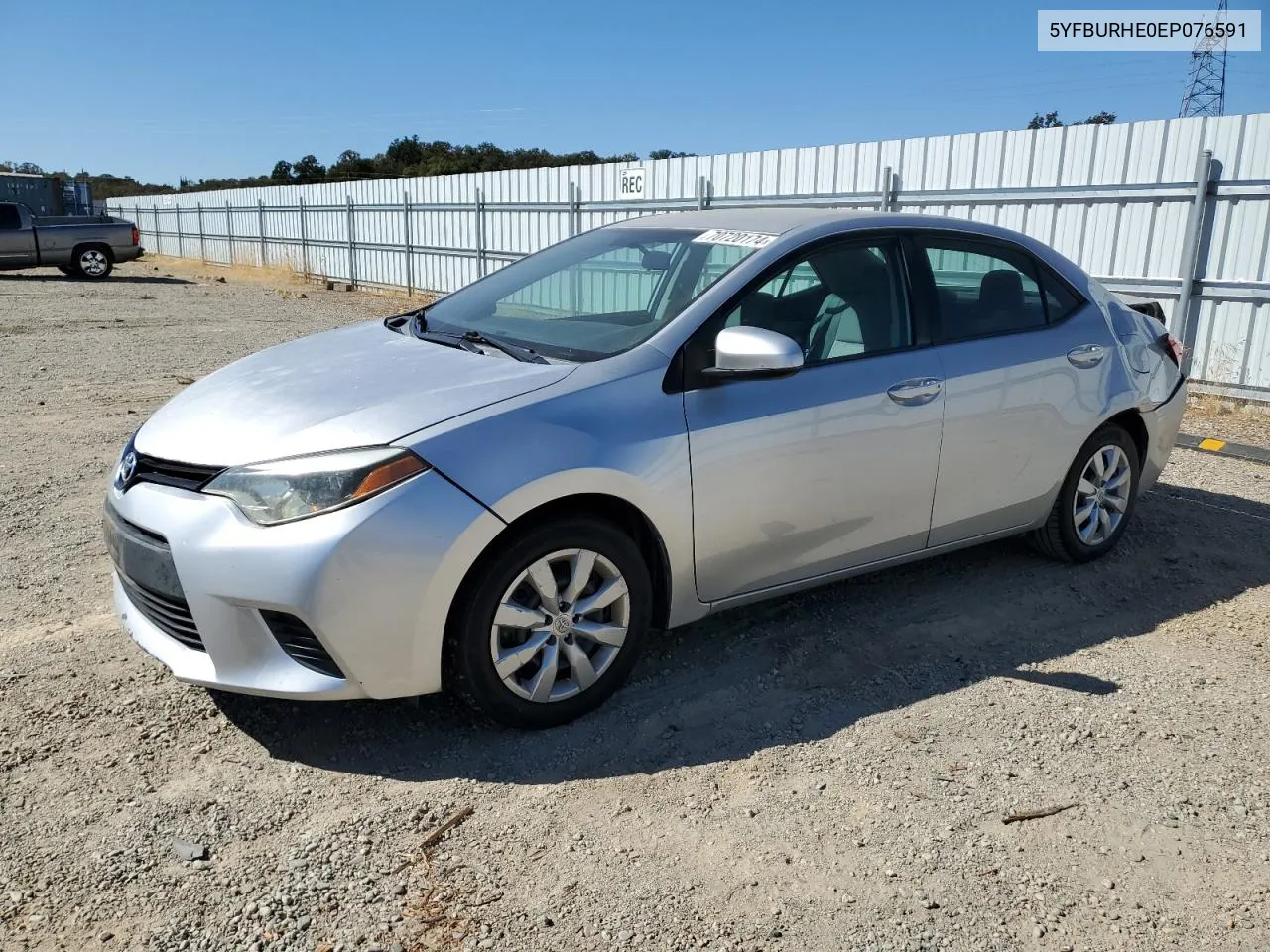 2014 Toyota Corolla L VIN: 5YFBURHE0EP076591 Lot: 70720174