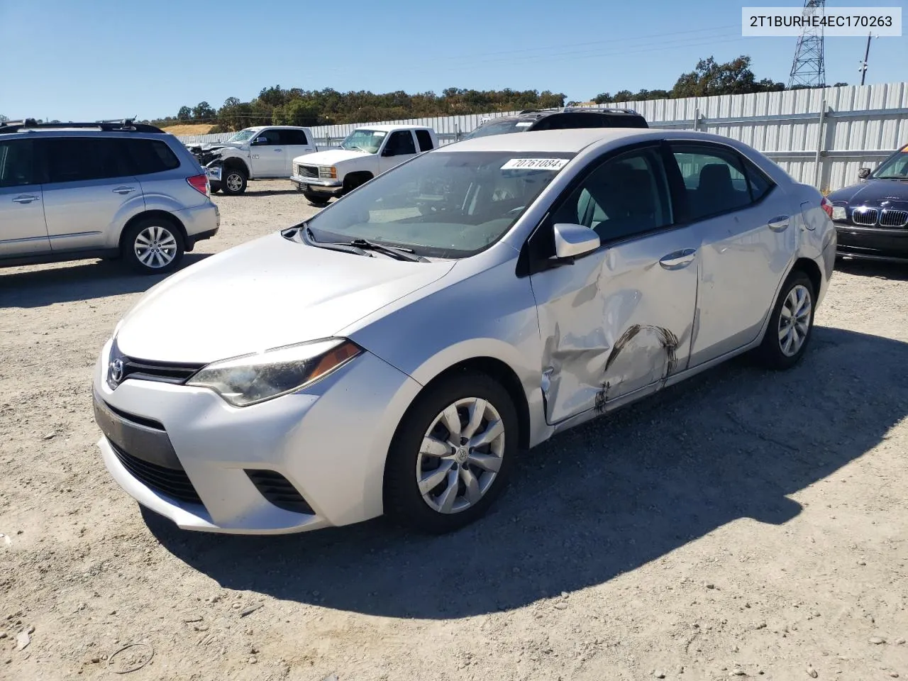 2014 Toyota Corolla L VIN: 2T1BURHE4EC170263 Lot: 70761084