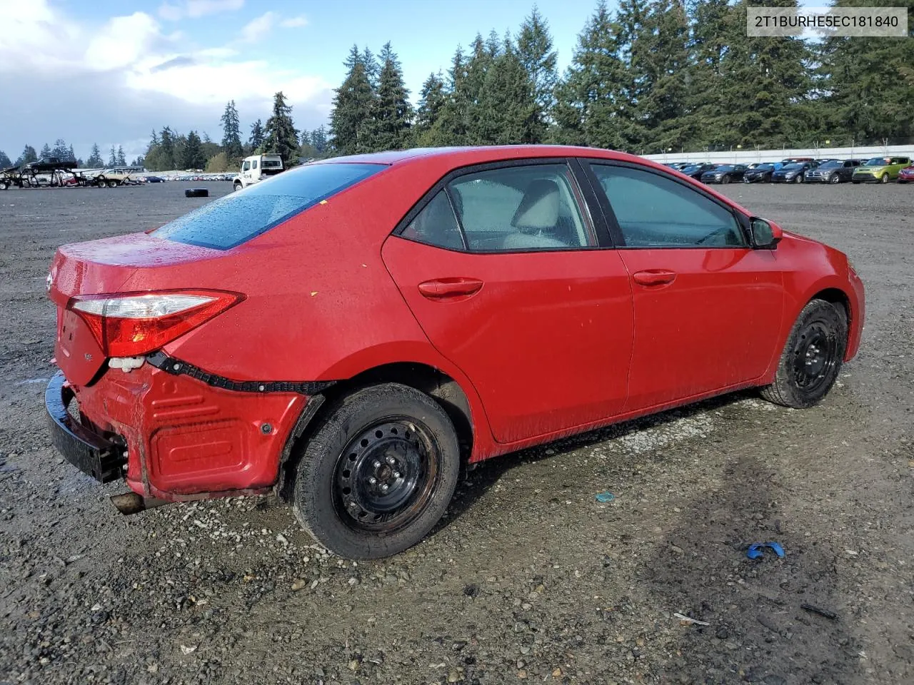 2014 Toyota Corolla L VIN: 2T1BURHE5EC181840 Lot: 74827104