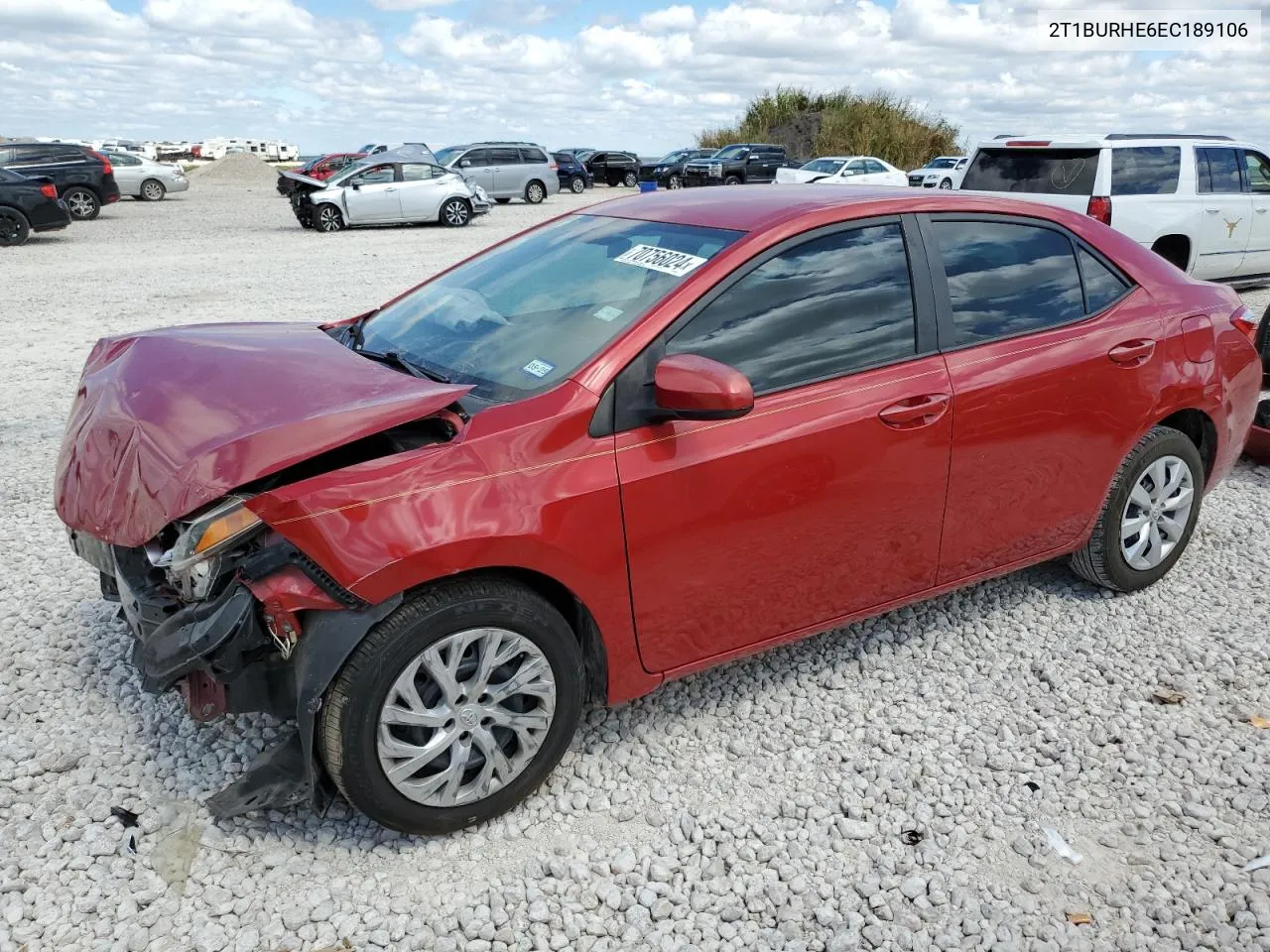 2014 Toyota Corolla L VIN: 2T1BURHE6EC189106 Lot: 76764944