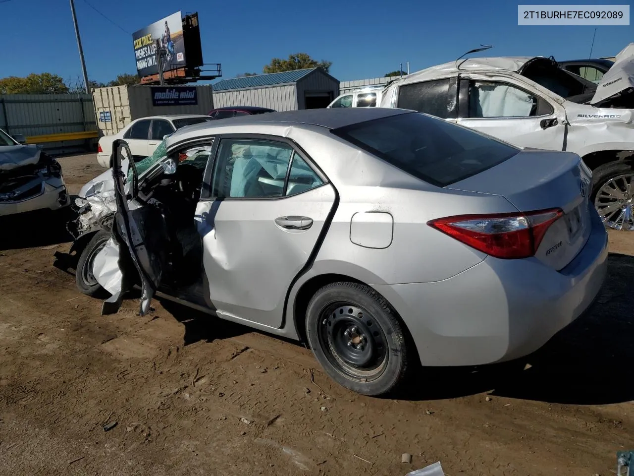 2014 Toyota Corolla L VIN: 2T1BURHE7EC092089 Lot: 77413484