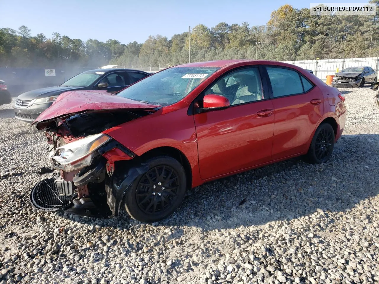 2014 Toyota Corolla L VIN: 5YFBURHE9EP092112 Lot: 77703174