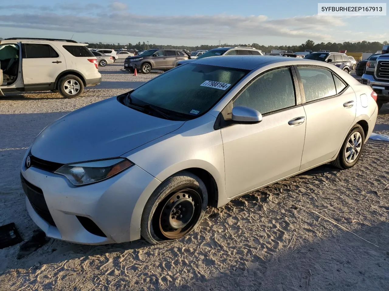 2014 Toyota Corolla L VIN: 5YFBURHE2EP167913 Lot: 77988194