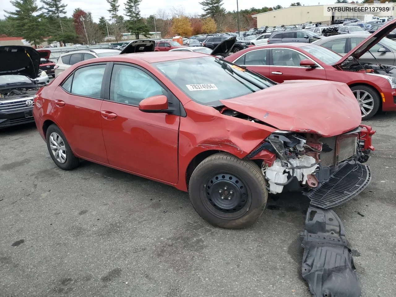 2014 Toyota Corolla L VIN: 5YFBURHE6EP137989 Lot: 78374594