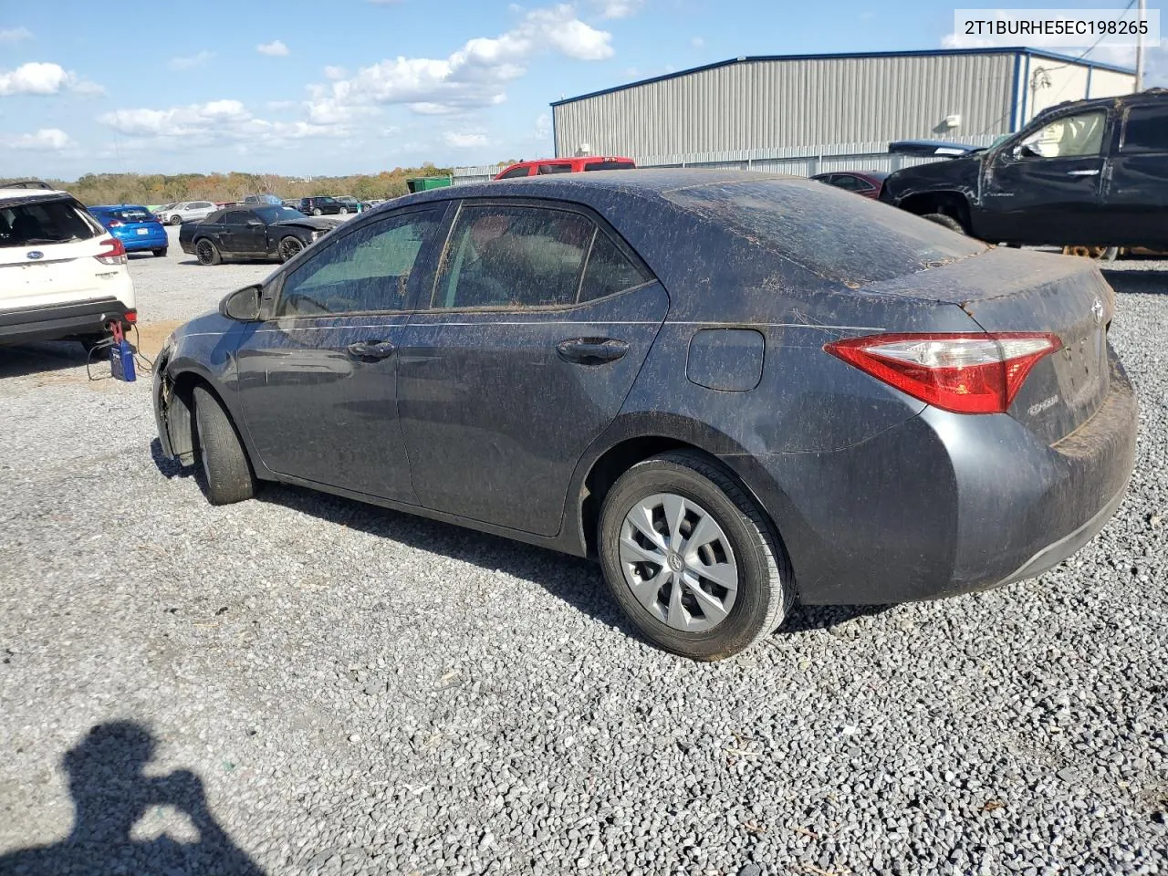 2014 Toyota Corolla L VIN: 2T1BURHE5EC198265 Lot: 78535504