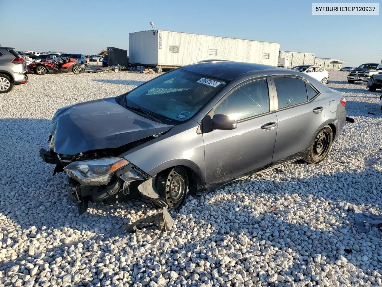 2014 Toyota Corolla L VIN: 5YFBURHE1EP120937 Lot: 80037274