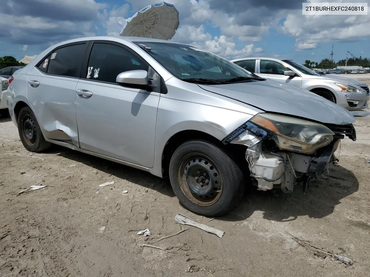 2015 Toyota Corolla L VIN: 2T1BURHEXFC240818 Lot: 65172454