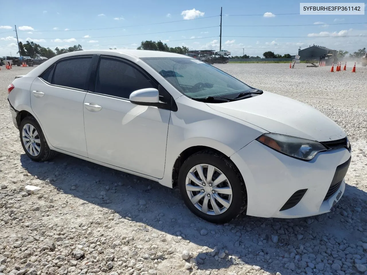 2015 Toyota Corolla L VIN: 5YFBURHE3FP361142 Lot: 66571344