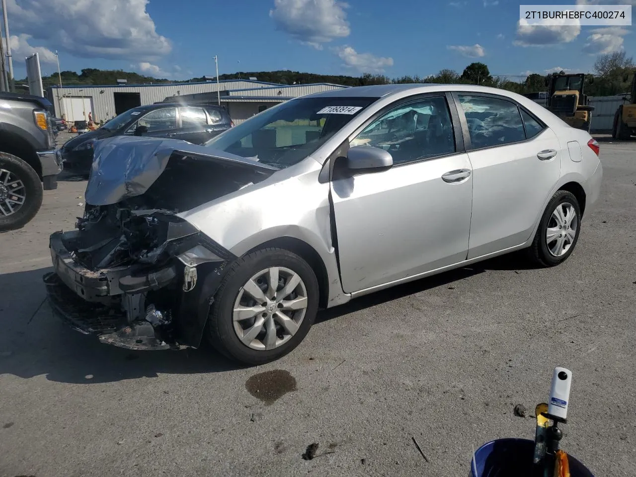 2015 Toyota Corolla L VIN: 2T1BURHE8FC400274 Lot: 71893914