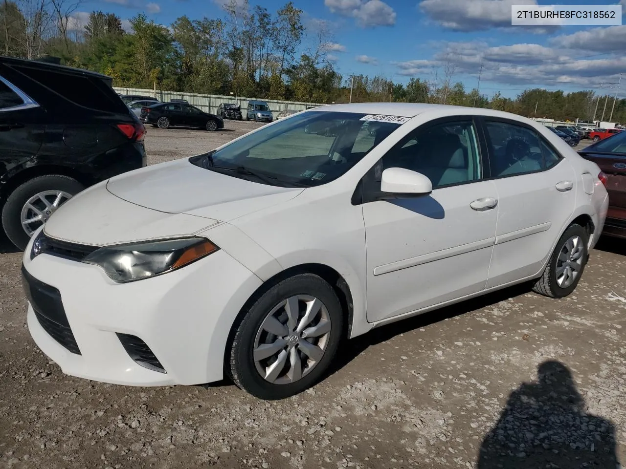 2015 Toyota Corolla L VIN: 2T1BURHE8FC318562 Lot: 74261074