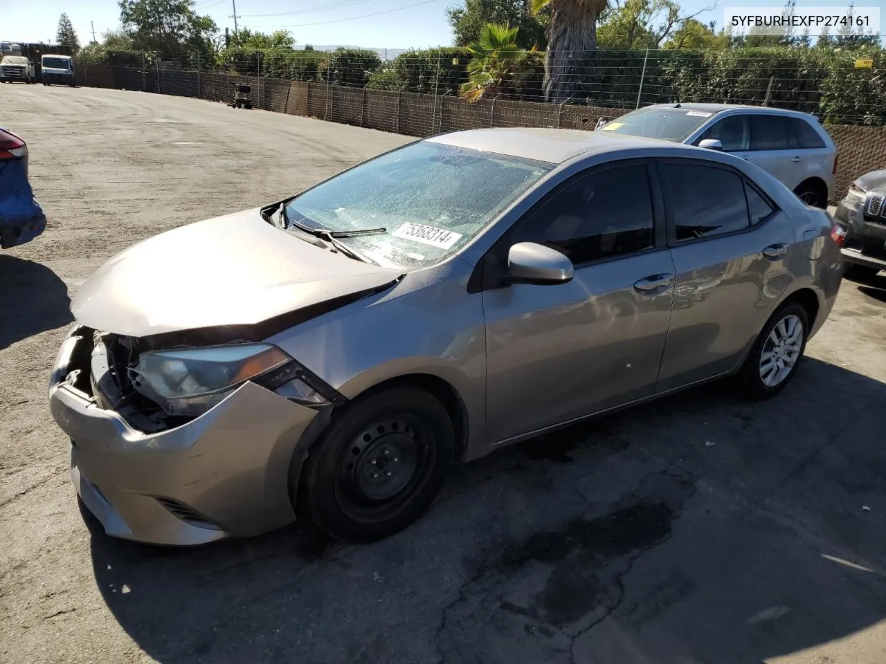 2015 Toyota Corolla L VIN: 5YFBURHEXFP274161 Lot: 75368314