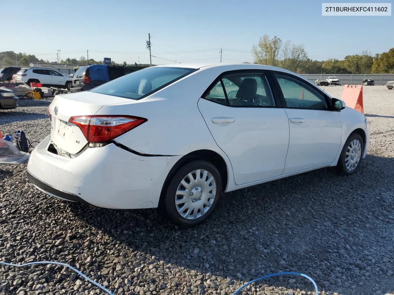 2015 Toyota Corolla L VIN: 2T1BURHEXFC411602 Lot: 75918654