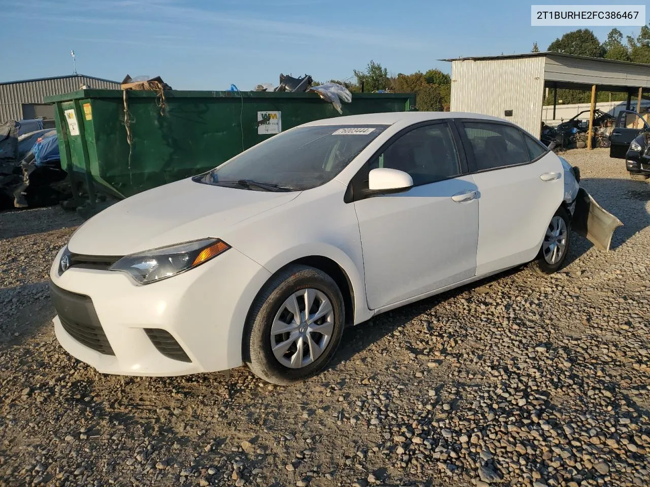 2015 Toyota Corolla L VIN: 2T1BURHE2FC386467 Lot: 76003444