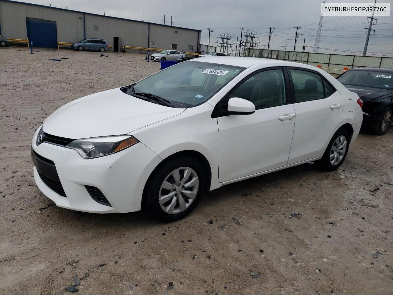 2016 Toyota Corolla L VIN: 5YFBURHE9GP397760 Lot: 51884384