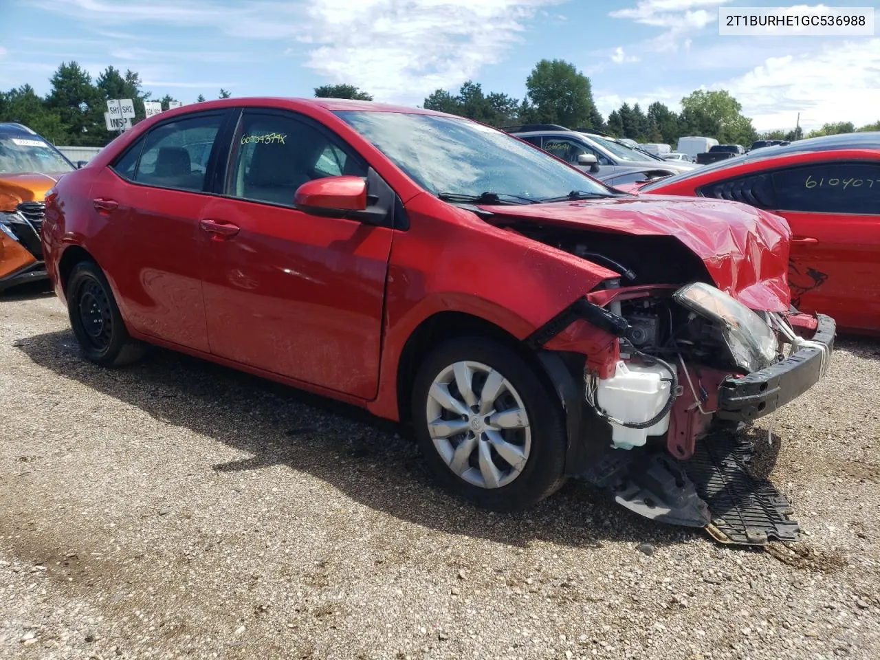 2016 Toyota Corolla L VIN: 2T1BURHE1GC536988 Lot: 60254374