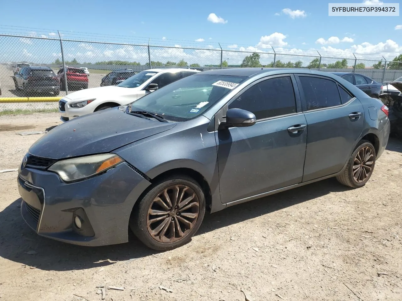 2016 Toyota Corolla L VIN: 5YFBURHE7GP394372 Lot: 60538994