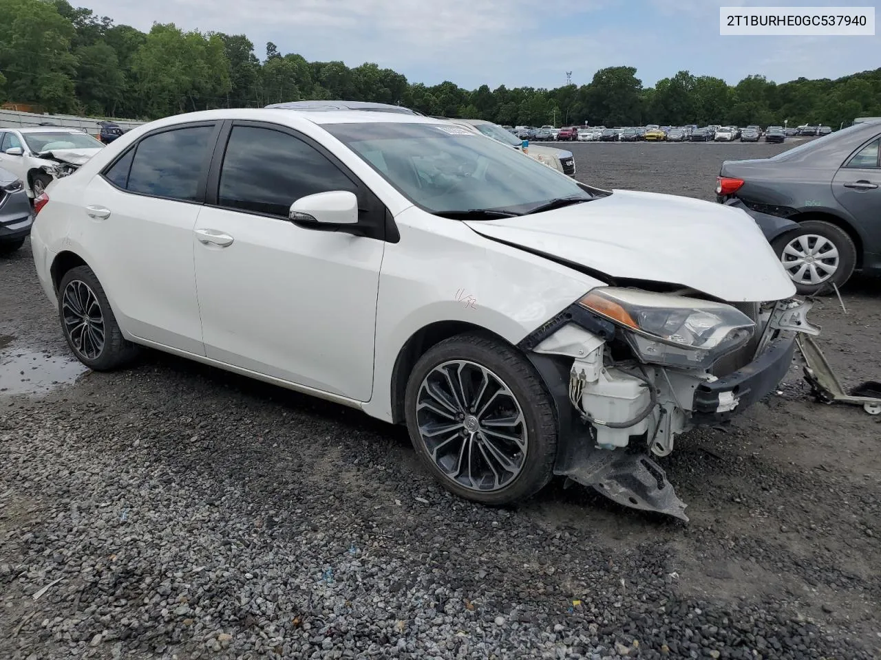 2016 Toyota Corolla L VIN: 2T1BURHE0GC537940 Lot: 60825944