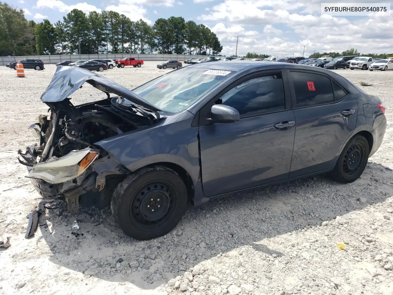 2016 Toyota Corolla L VIN: 5YFBURHE8GP540875 Lot: 68226574