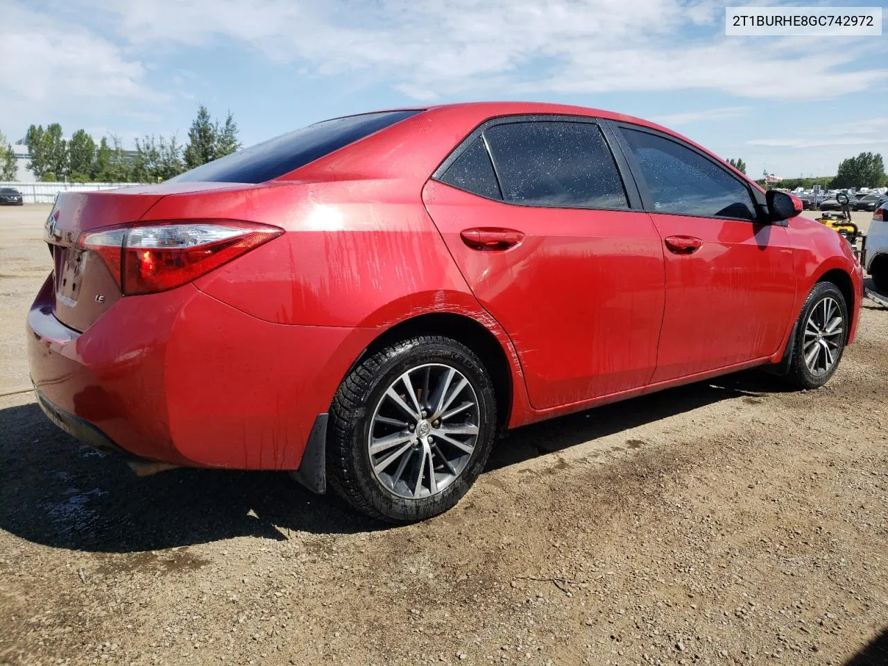 2016 Toyota Corolla L VIN: 2T1BURHE8GC742972 Lot: 68430074