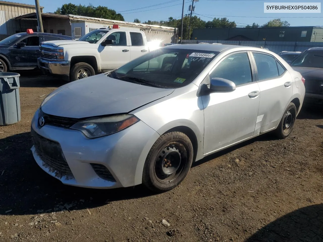 2016 Toyota Corolla L VIN: 5YFBURHEXGP504086 Lot: 70244944