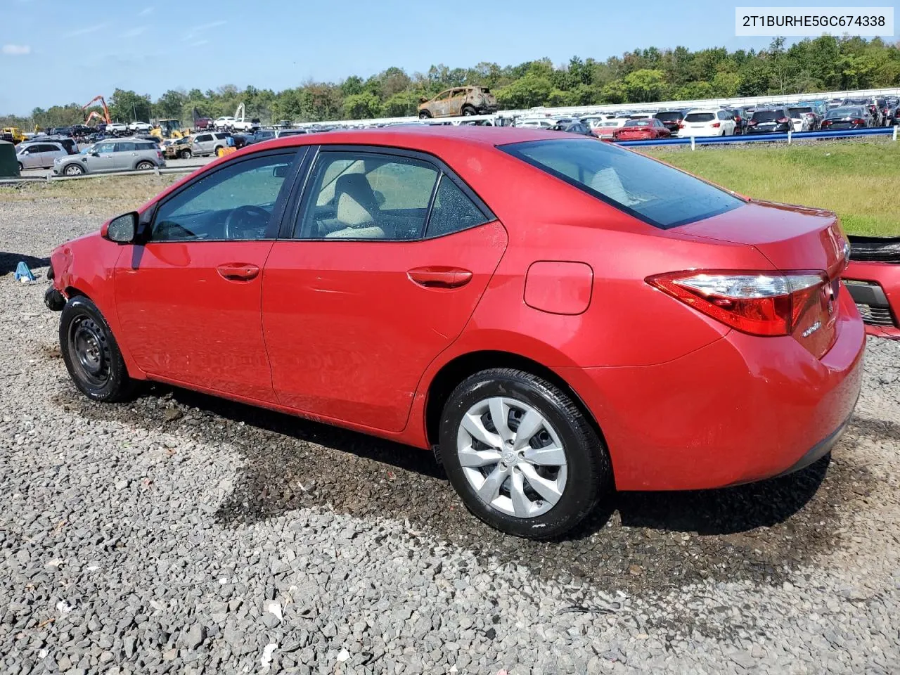 2016 Toyota Corolla L VIN: 2T1BURHE5GC674338 Lot: 70840864