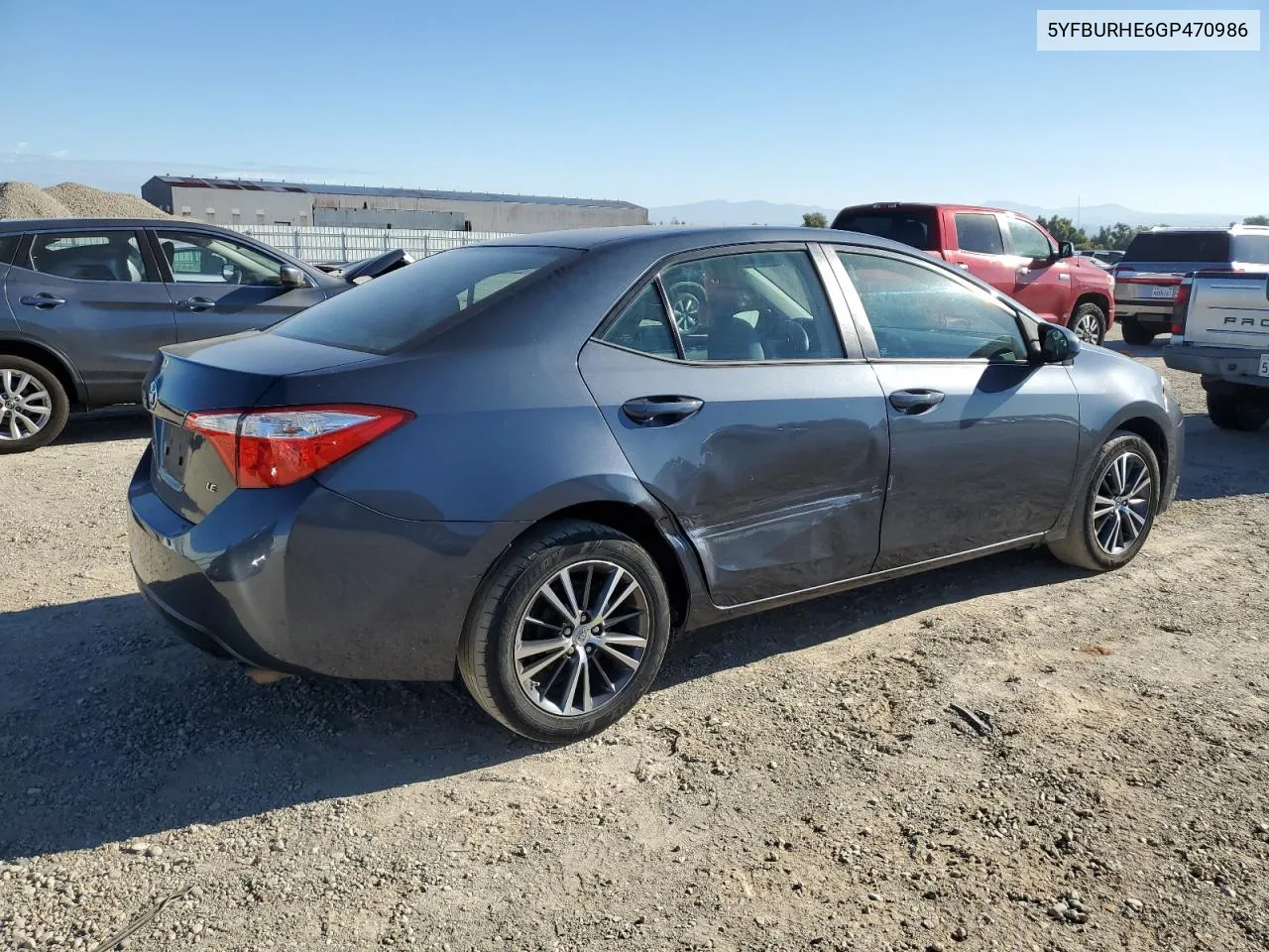 2016 Toyota Corolla L VIN: 5YFBURHE6GP470986 Lot: 71084024