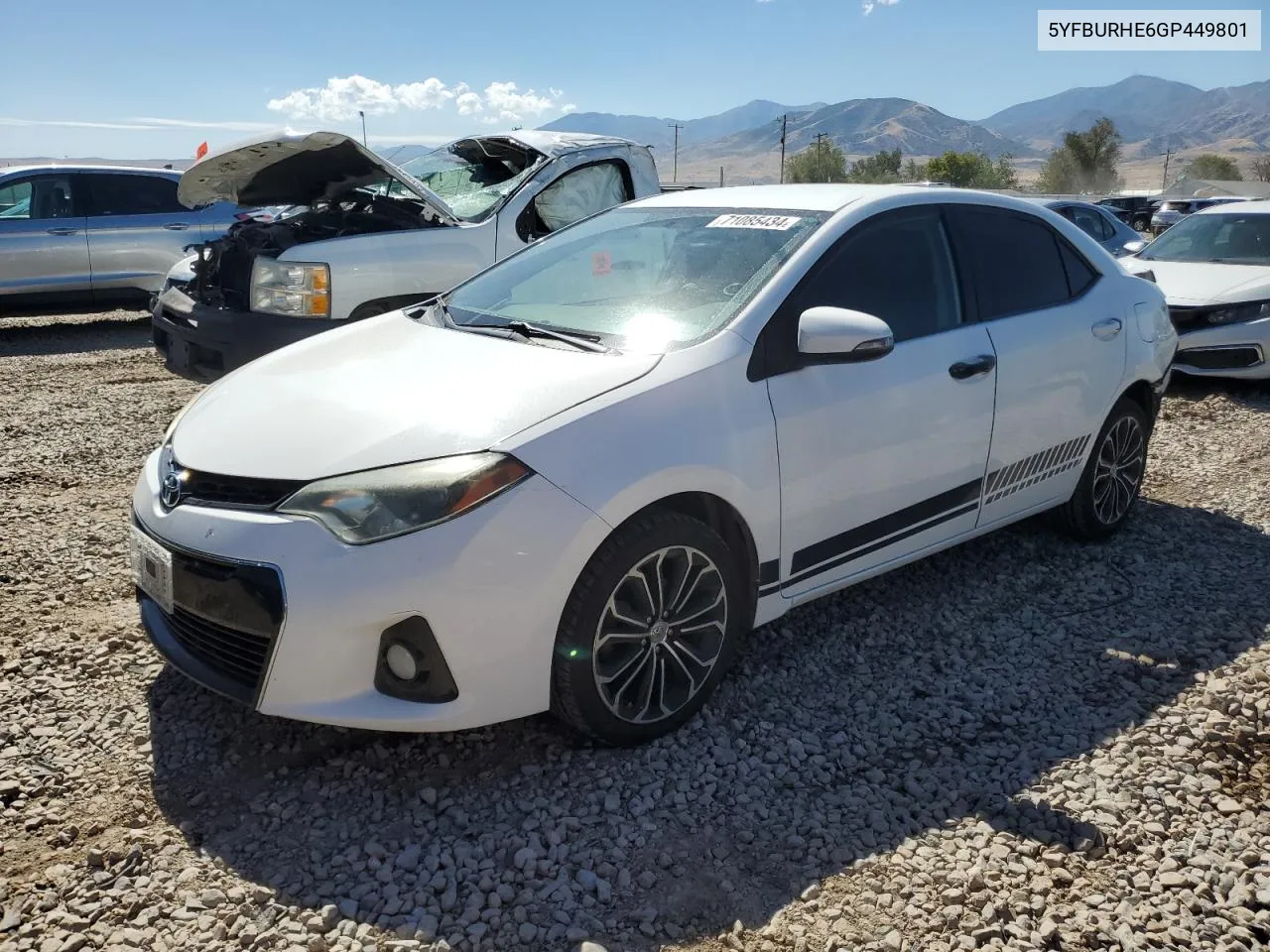 2016 Toyota Corolla L VIN: 5YFBURHE6GP449801 Lot: 71085434