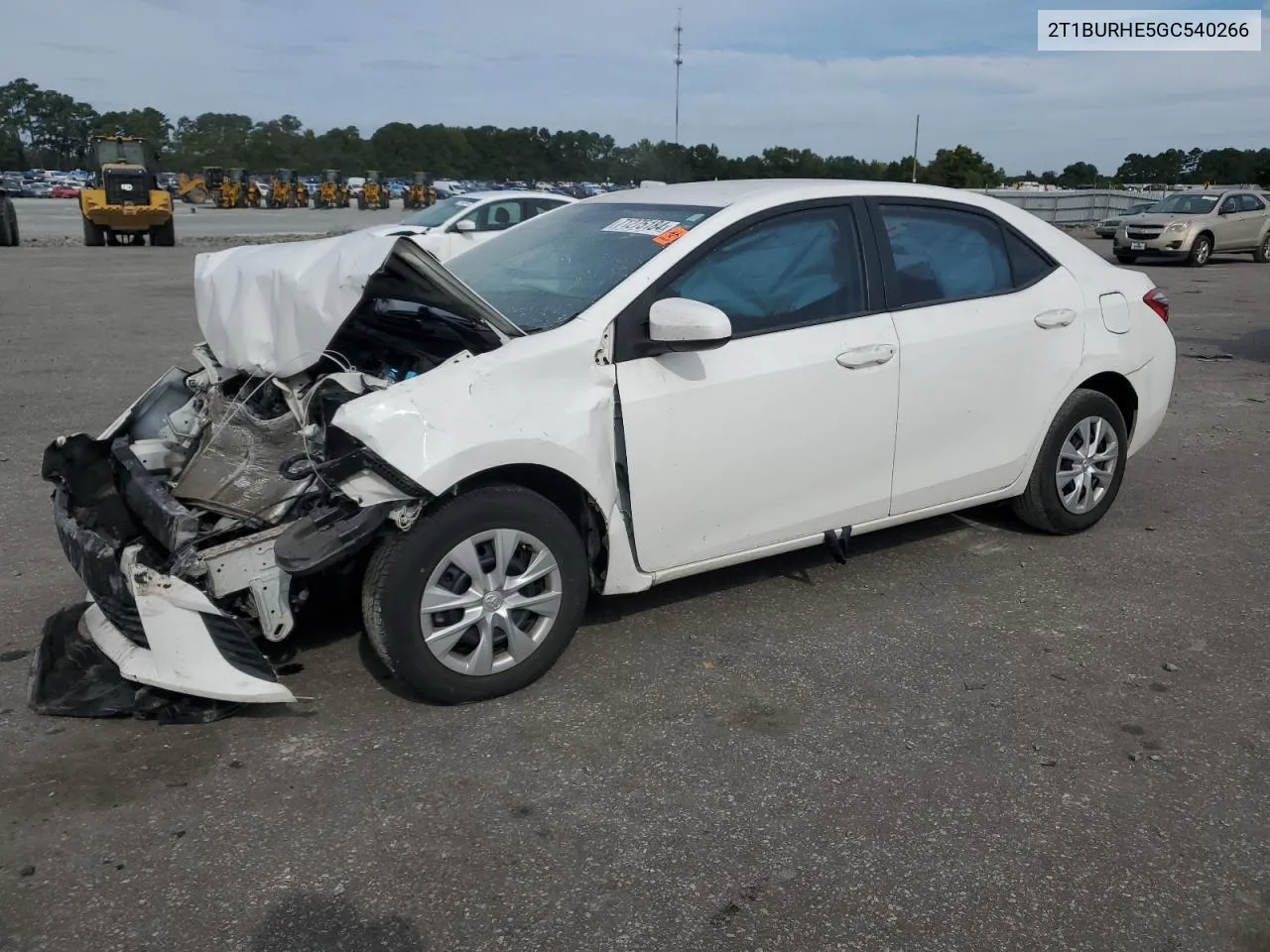 2016 Toyota Corolla L VIN: 2T1BURHE5GC540266 Lot: 71275184