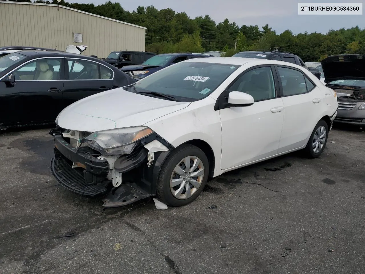 2016 Toyota Corolla L VIN: 2T1BURHE0GC534360 Lot: 71570434