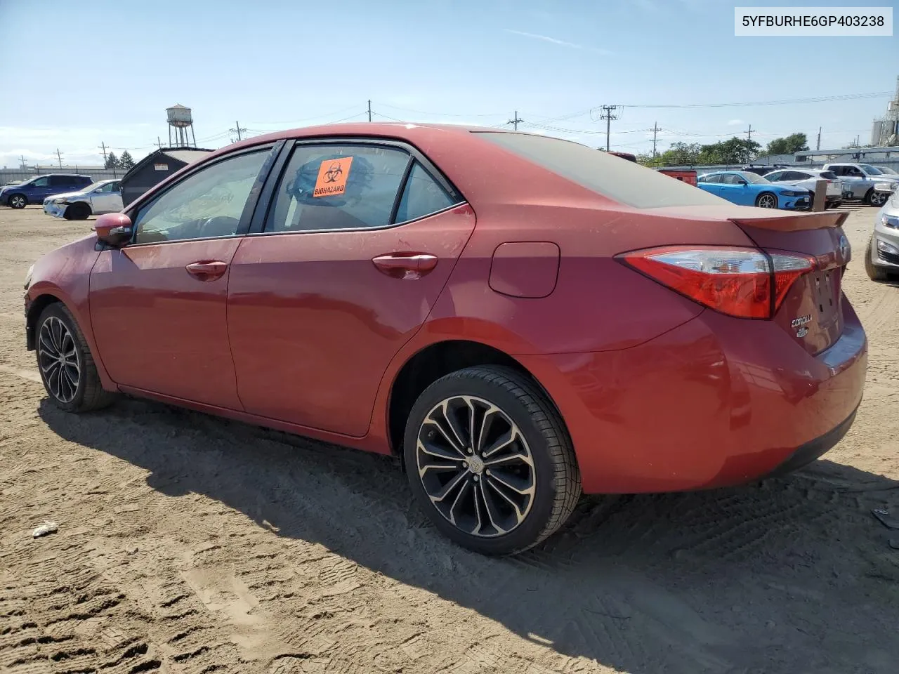 2016 Toyota Corolla L VIN: 5YFBURHE6GP403238 Lot: 71597194