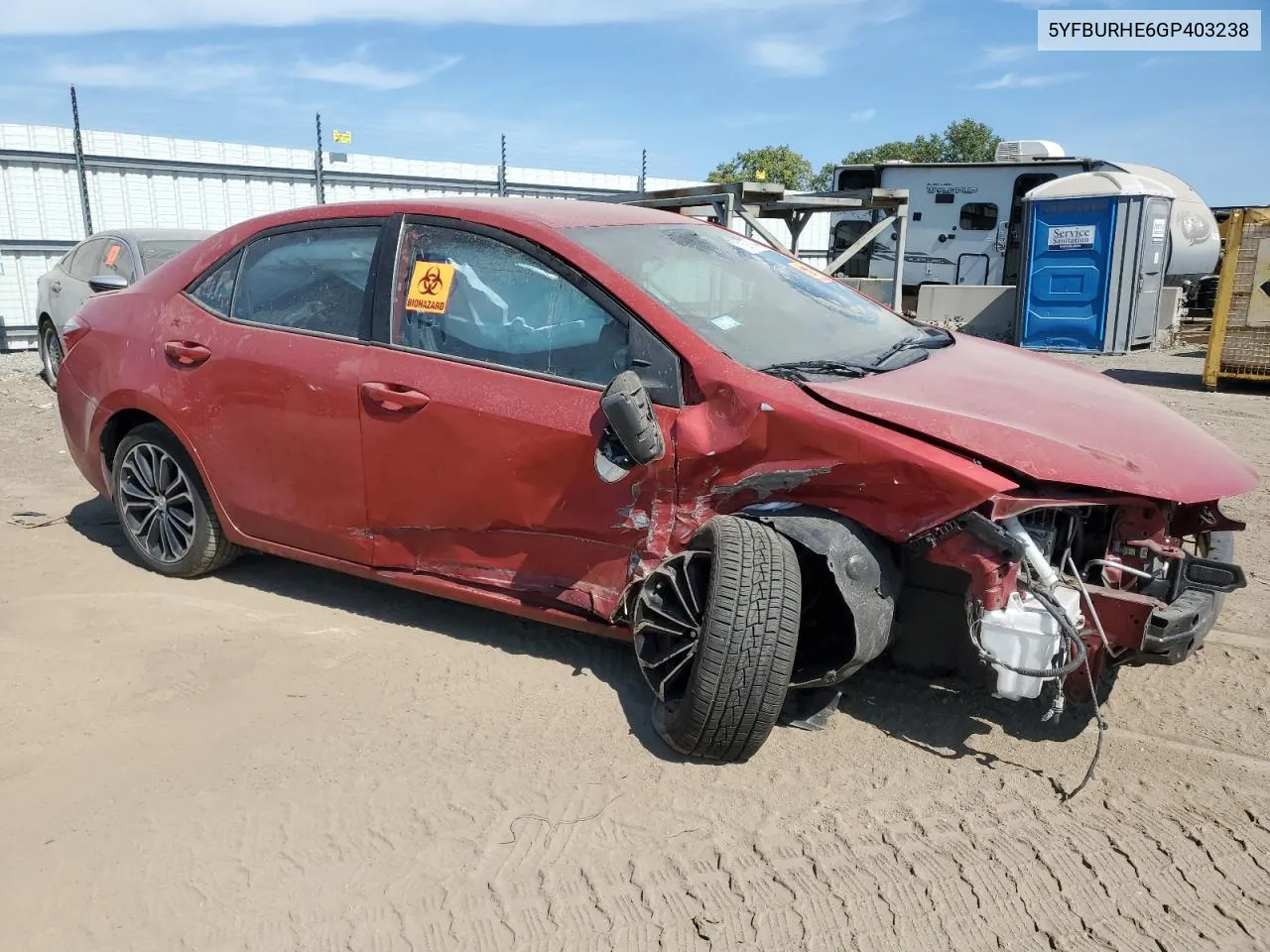 2016 Toyota Corolla L VIN: 5YFBURHE6GP403238 Lot: 71597194