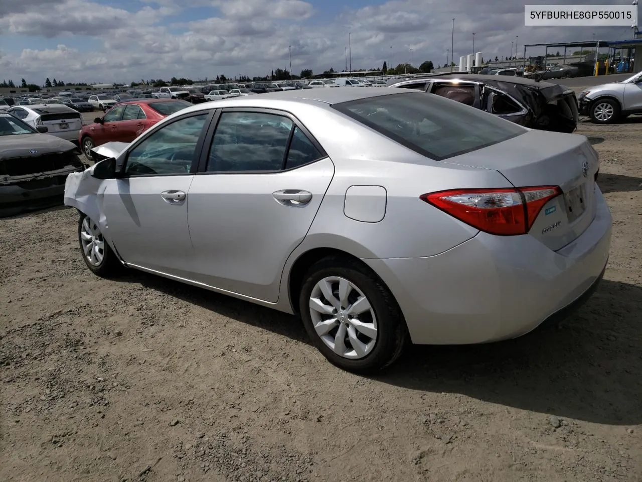 2016 Toyota Corolla L VIN: 5YFBURHE8GP550015 Lot: 71849024