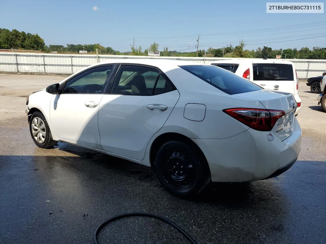 2016 Toyota Corolla L VIN: 2T1BURHE8GC731115 Lot: 71863734