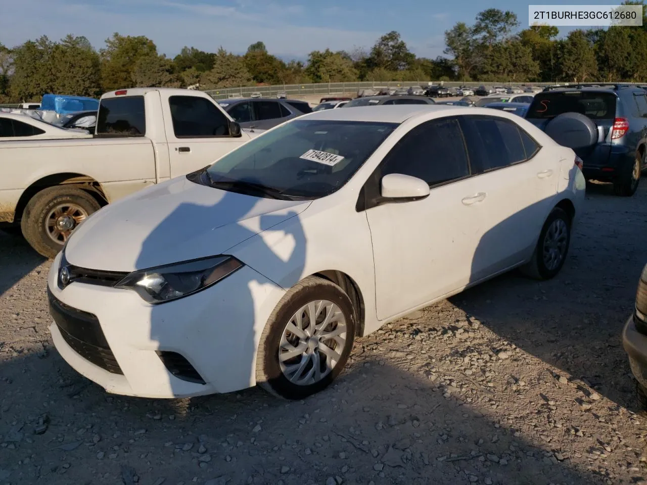 2016 Toyota Corolla L VIN: 2T1BURHE3GC612680 Lot: 71942814