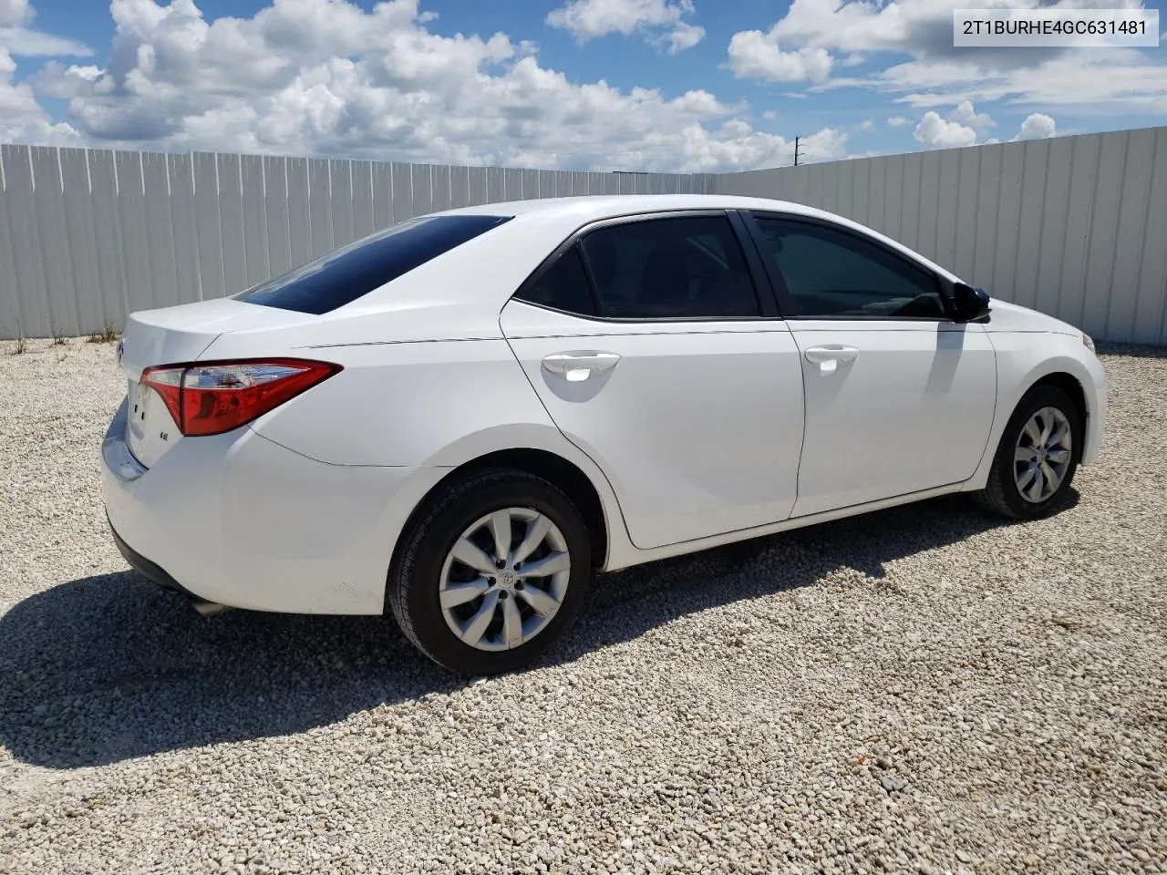 2016 Toyota Corolla L VIN: 2T1BURHE4GC631481 Lot: 72028354