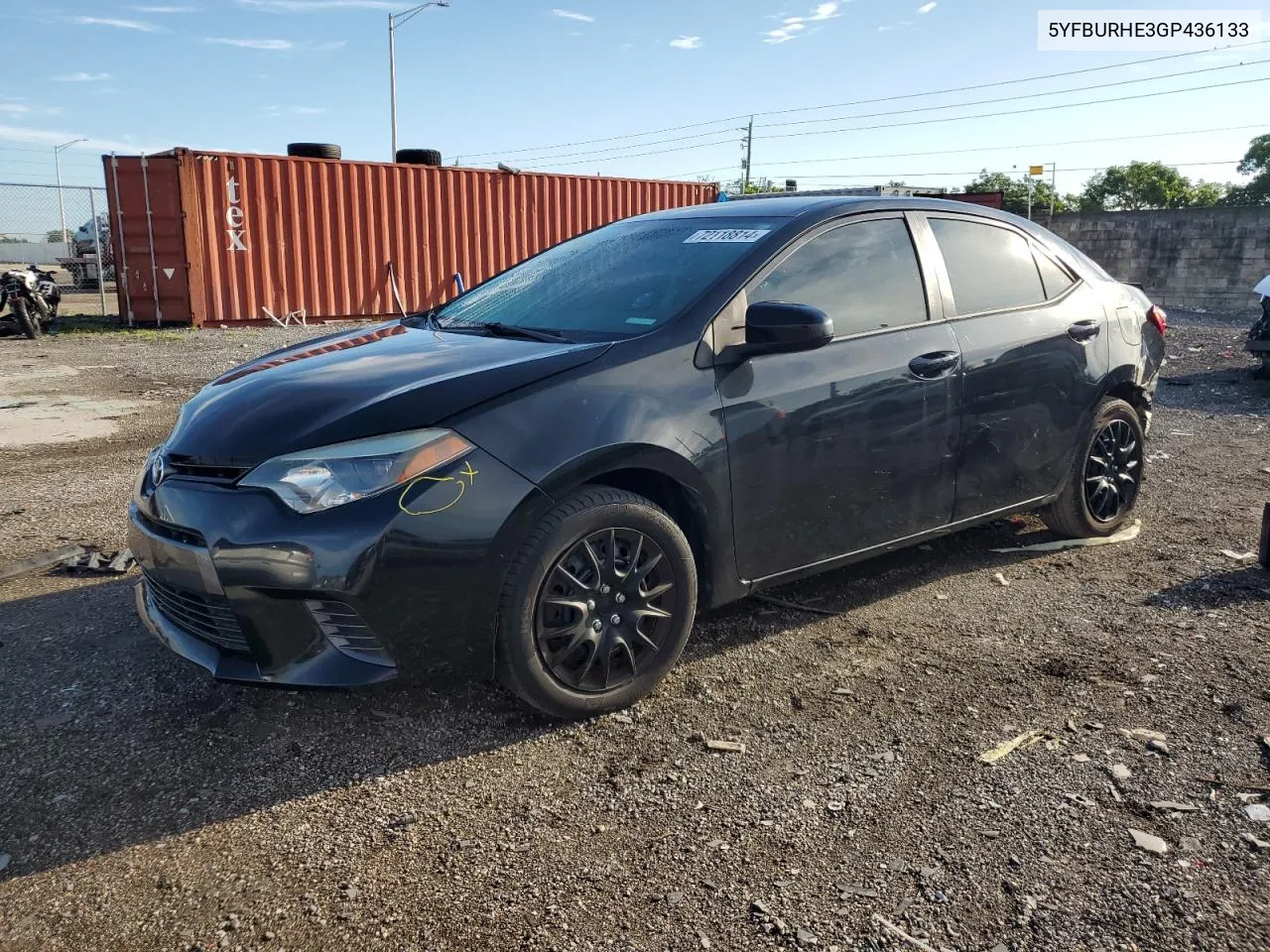 2016 Toyota Corolla L VIN: 5YFBURHE3GP436133 Lot: 72118814