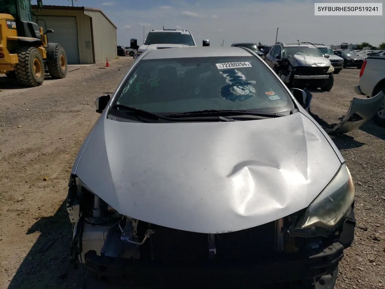 2016 Toyota Corolla L VIN: 5YFBURHE5GP519241 Lot: 72280294