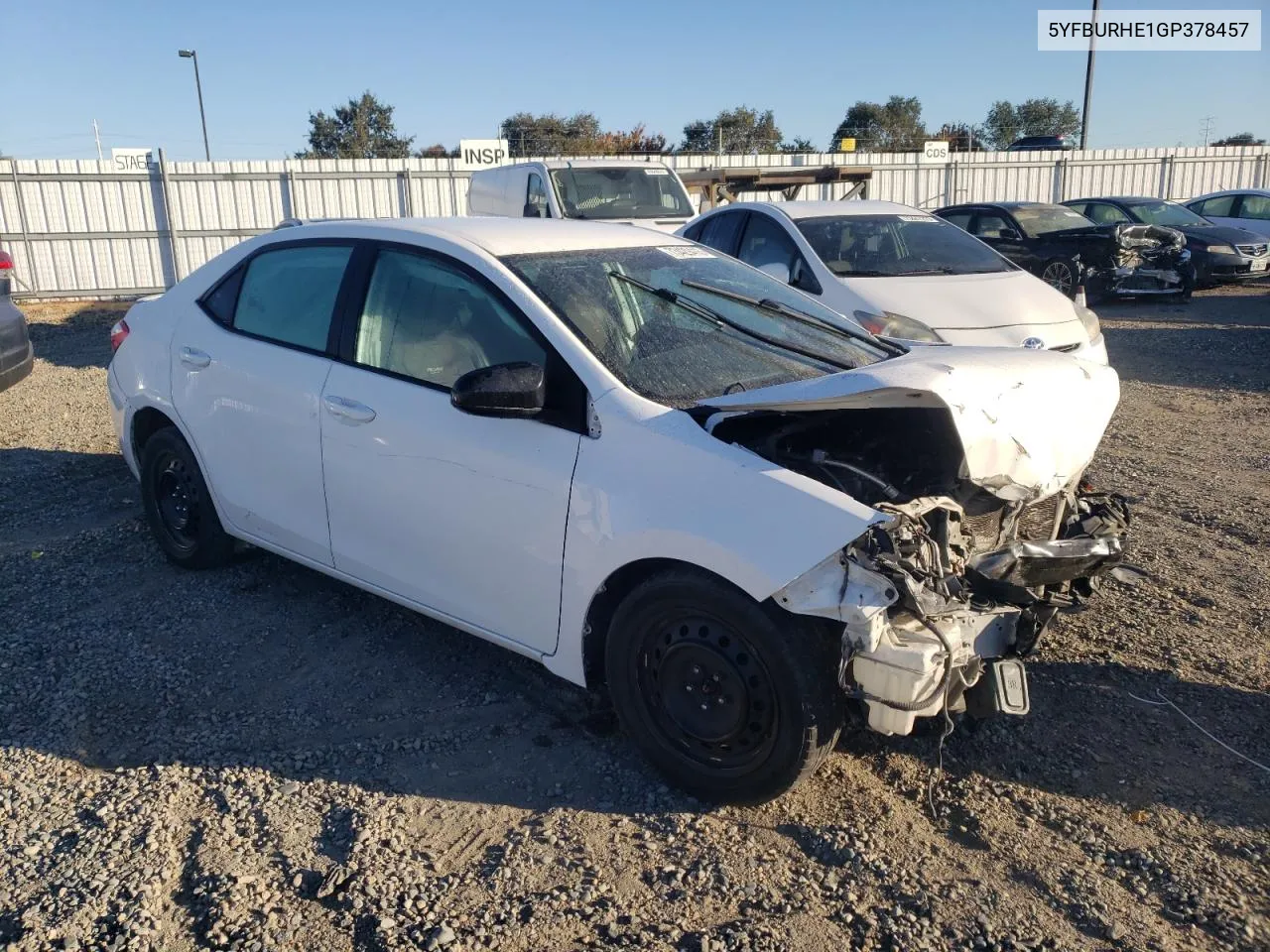 5YFBURHE1GP378457 2016 Toyota Corolla L