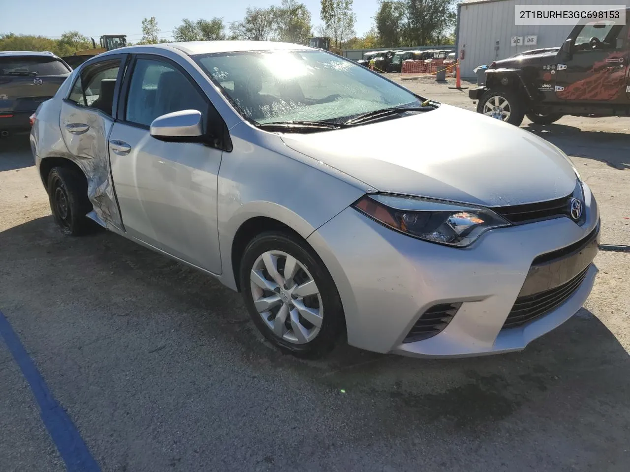 2016 Toyota Corolla L VIN: 2T1BURHE3GC698153 Lot: 73045494