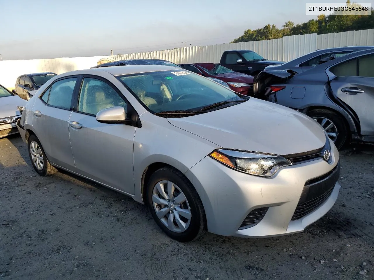 2016 Toyota Corolla L VIN: 2T1BURHE0GC545648 Lot: 74667434