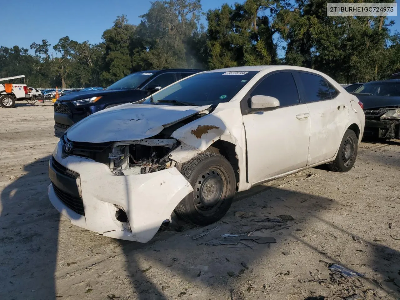 2016 Toyota Corolla L VIN: 2T1BURHE1GC724975 Lot: 74773744