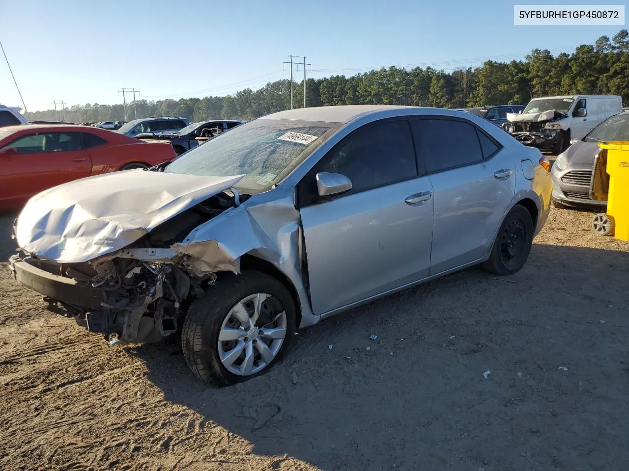 2016 Toyota Corolla L VIN: 5YFBURHE1GP450872 Lot: 74969144