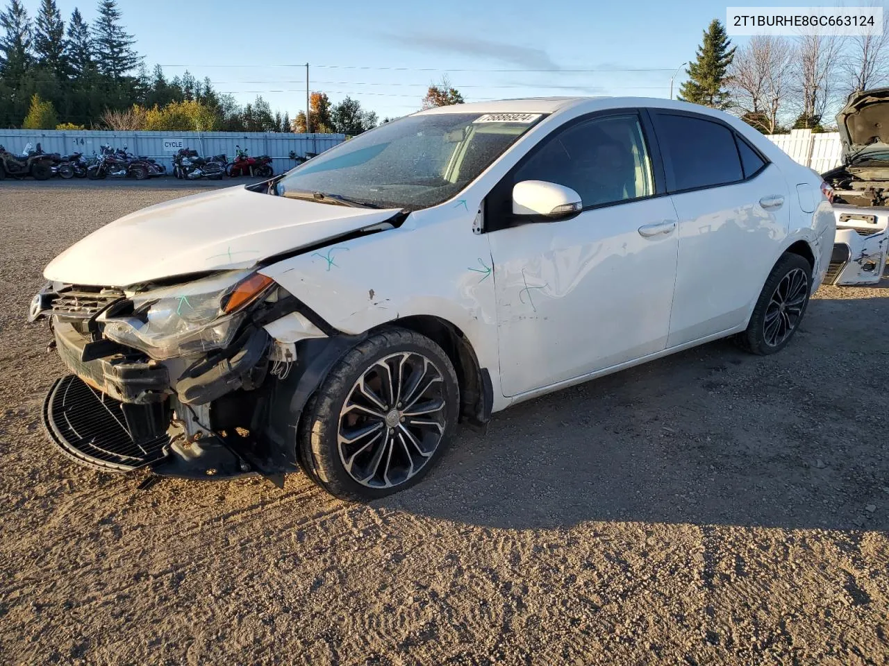 2016 Toyota Corolla L VIN: 2T1BURHE8GC663124 Lot: 75886924