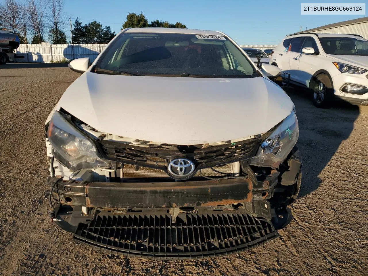 2016 Toyota Corolla L VIN: 2T1BURHE8GC663124 Lot: 75886924