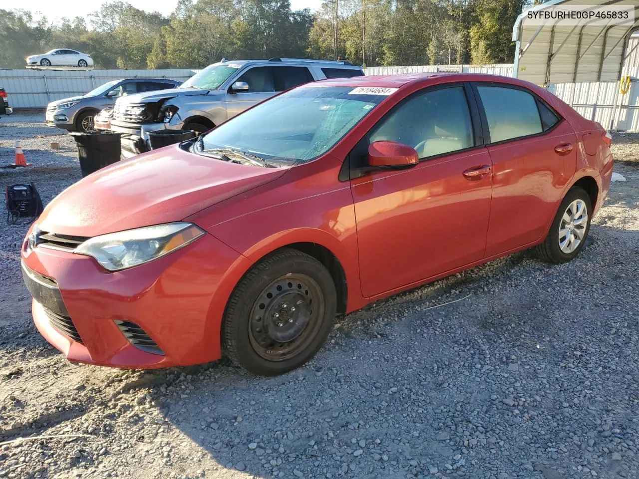 2016 Toyota Corolla L VIN: 5YFBURHE0GP465833 Lot: 76184684