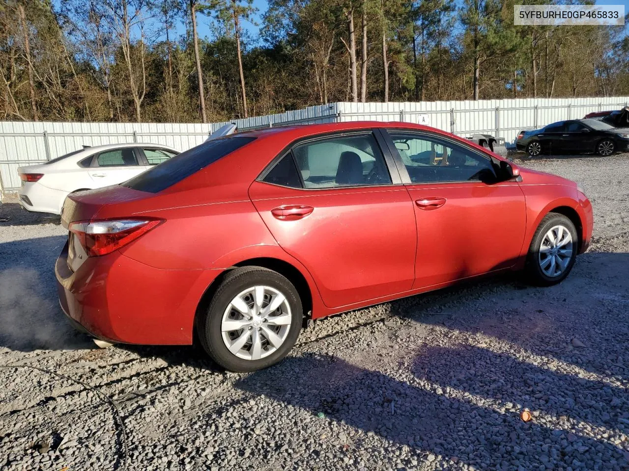 2016 Toyota Corolla L VIN: 5YFBURHE0GP465833 Lot: 76184684