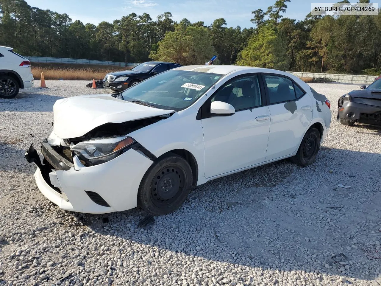 2016 Toyota Corolla L VIN: 5YFBURHE7GP434269 Lot: 77080034